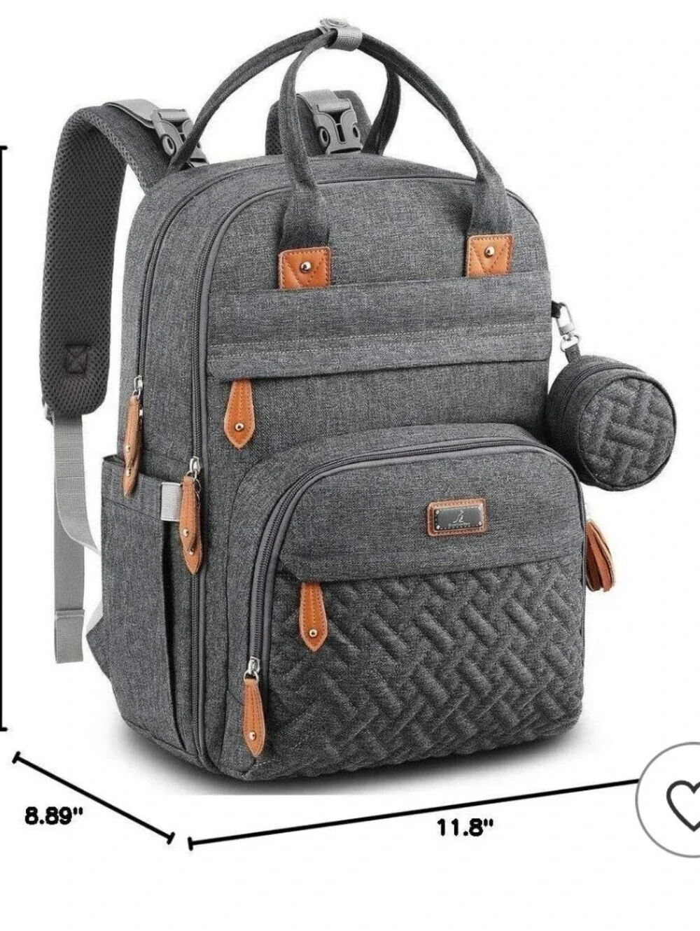 BabbleRoo Original Diaper Bag Backpack Style26L Hands Free.